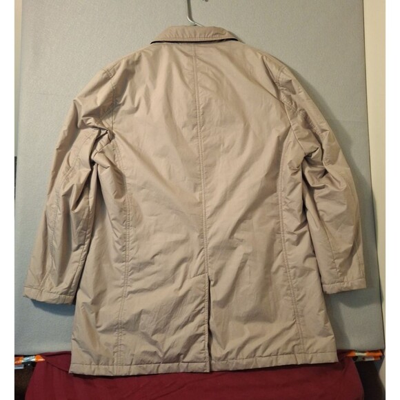 Jos A Bank Travel Tech Men’s XL Beige Tan Trench Coat Rain Jacket Plaid Lining - Picture 7 of 9